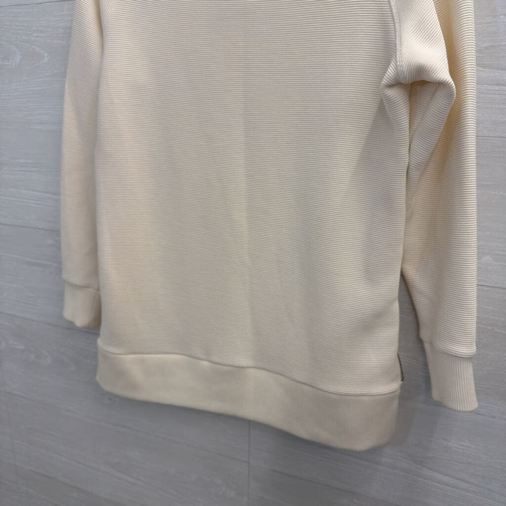 Varley Ivory Ribbed Side Zip Pullover Small