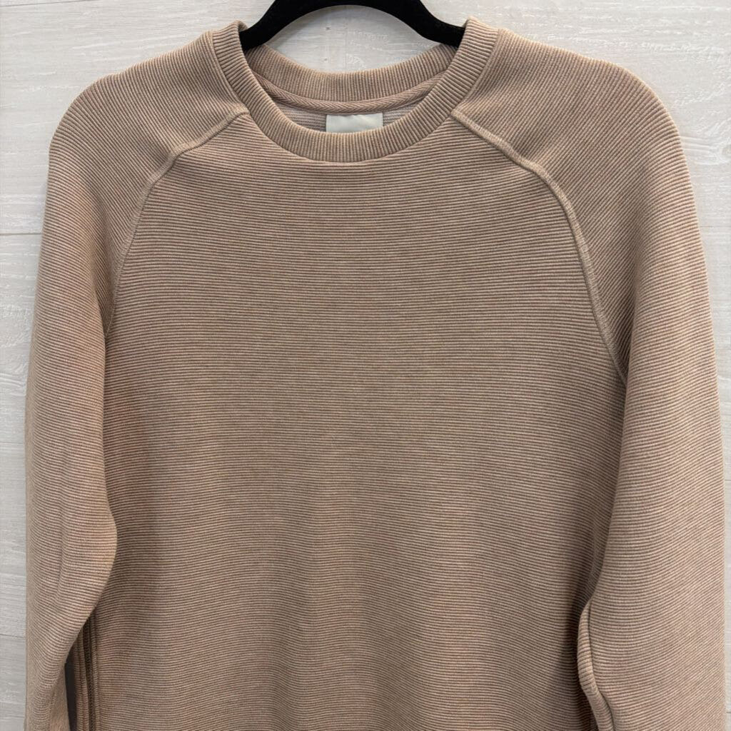 Varley Taupe Ribbed Side Zip Pullover Small