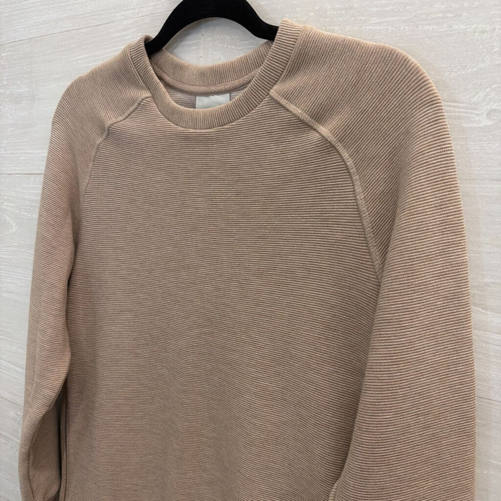 Varley Taupe Ribbed Side Zip Pullover Small