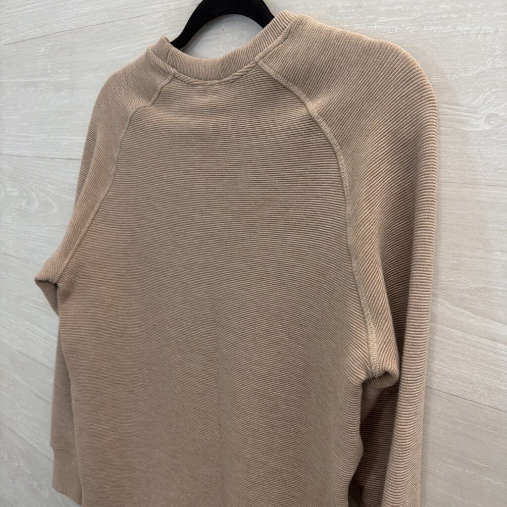 Varley Taupe Ribbed Side Zip Pullover Small