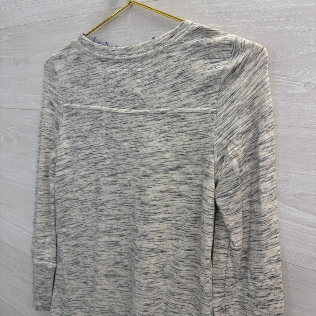 Anthropologie Grey/Blue Ruffle Tunic Extra Small