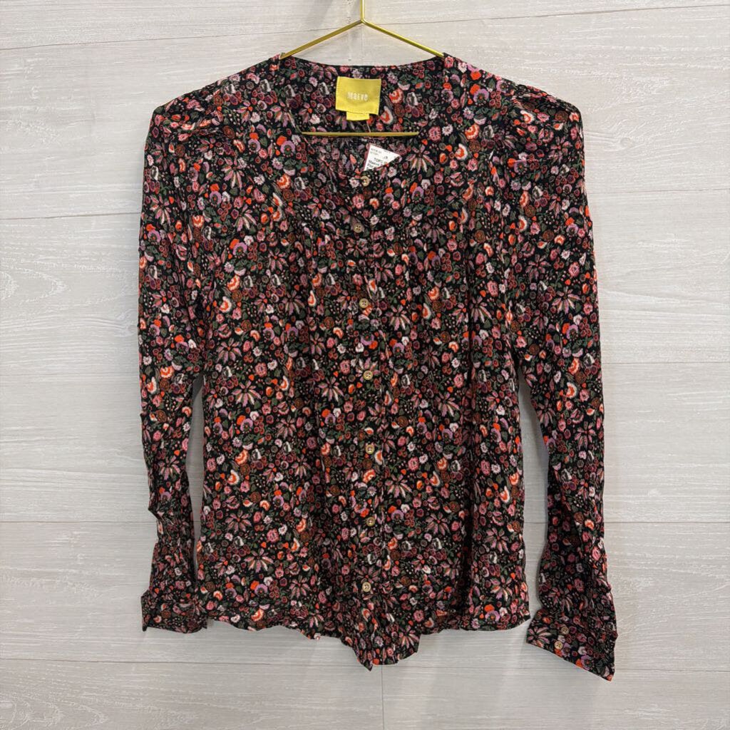 Maeve Black/Multi Floral Long Sleeve Small