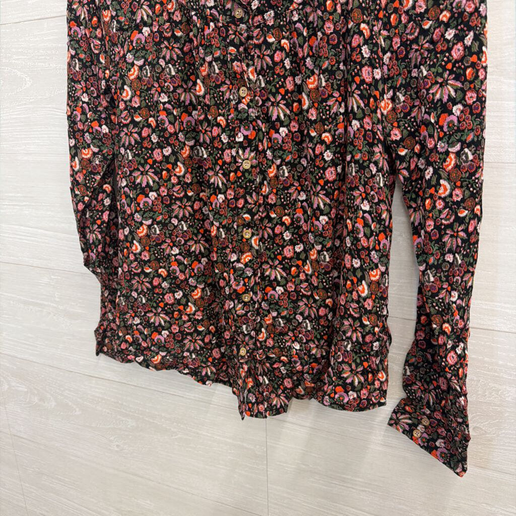 Maeve Black/Multi Floral Long Sleeve Small
