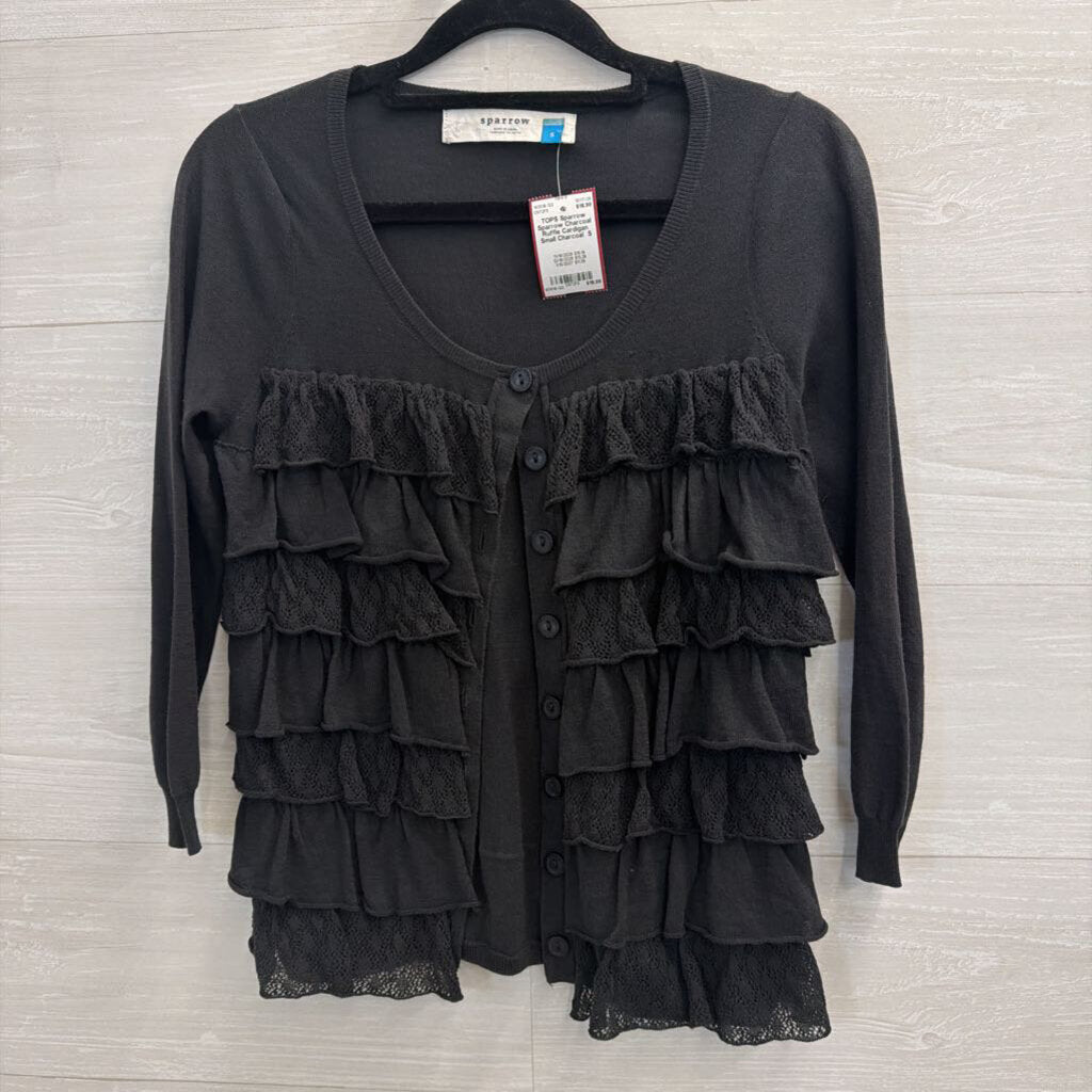 Sparrow Charcoal Ruffle Cardigan Small
