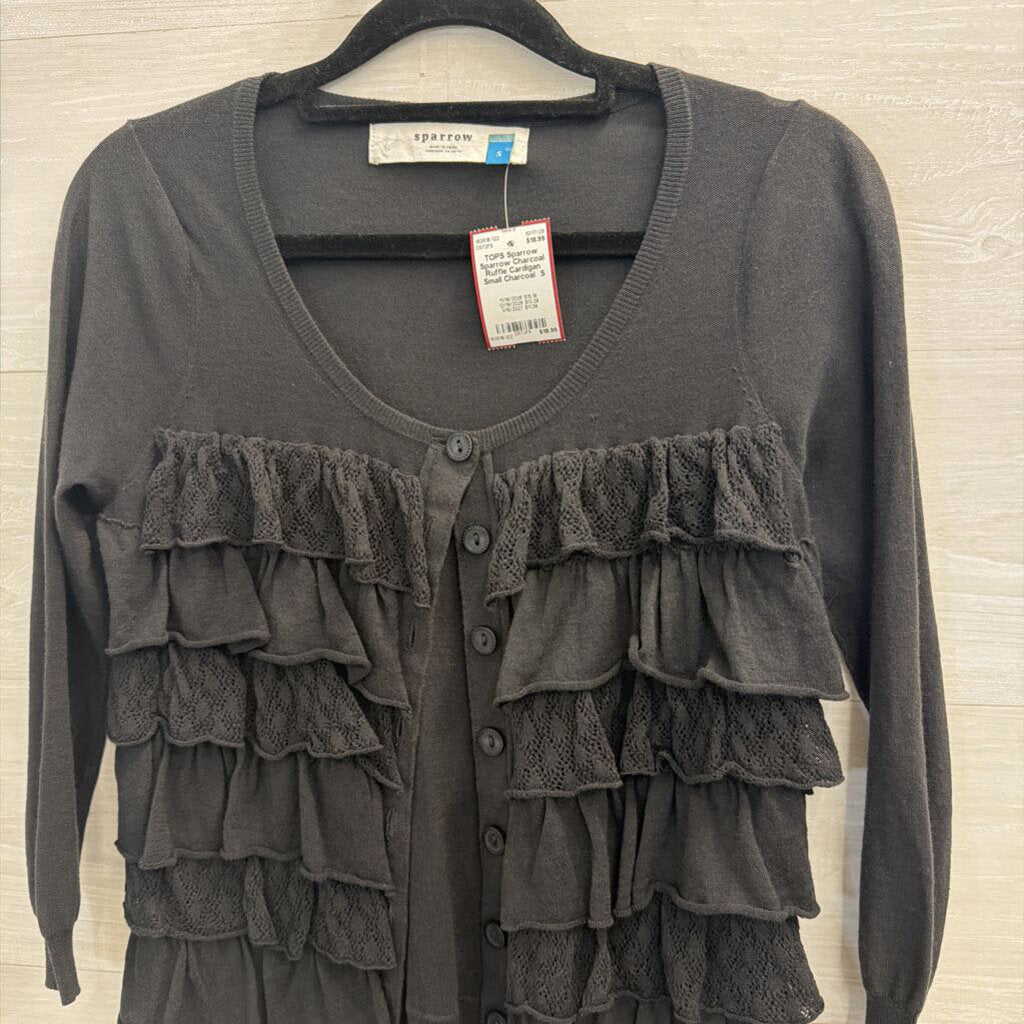 Sparrow Charcoal Ruffle Cardigan Small