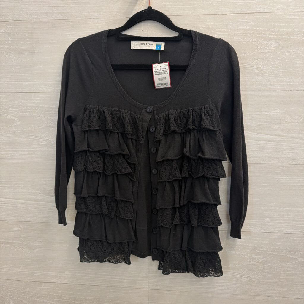 Sparrow Charcoal Ruffle Cardigan Small