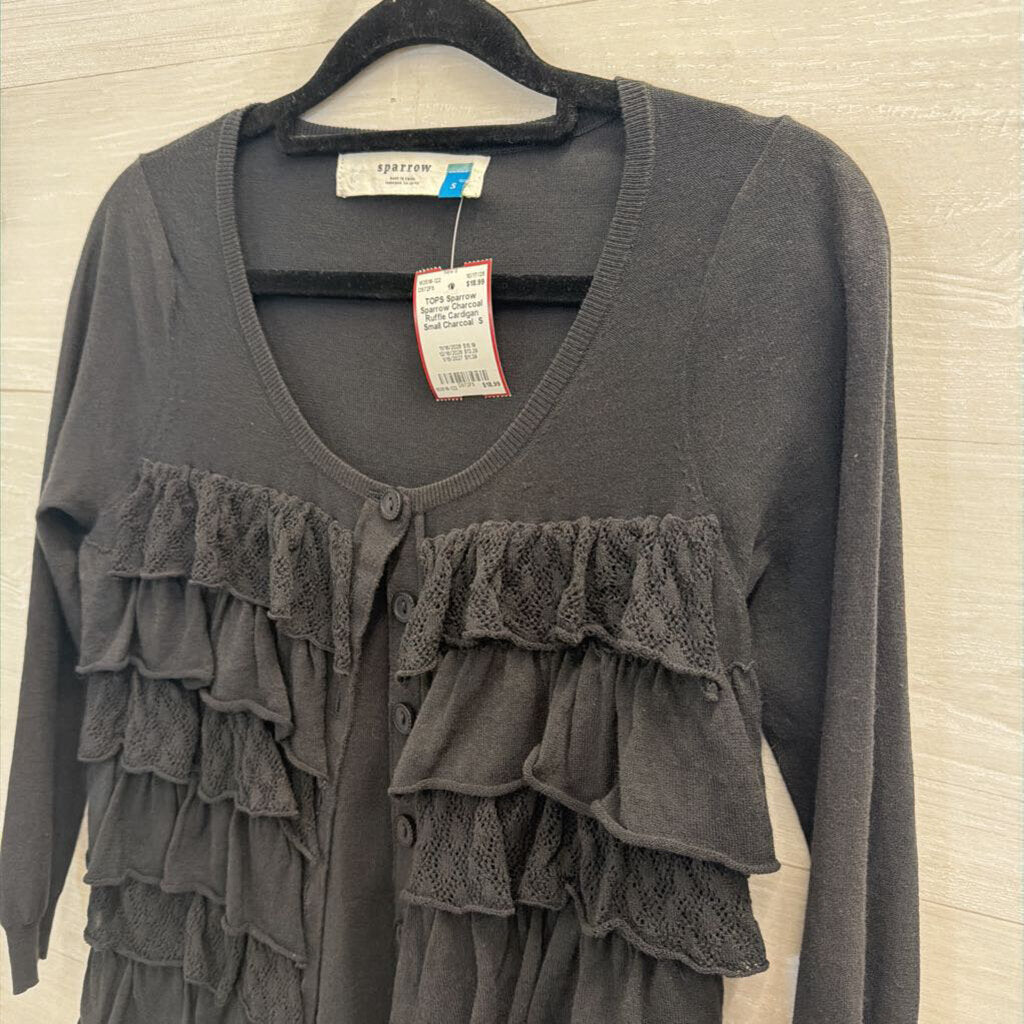 Sparrow Charcoal Ruffle Cardigan Small