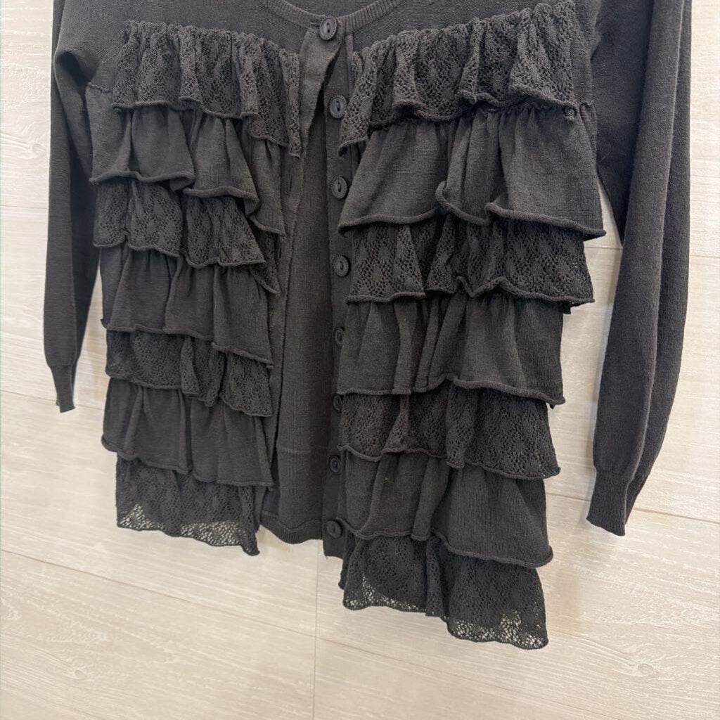 Sparrow Charcoal Ruffle Cardigan Small