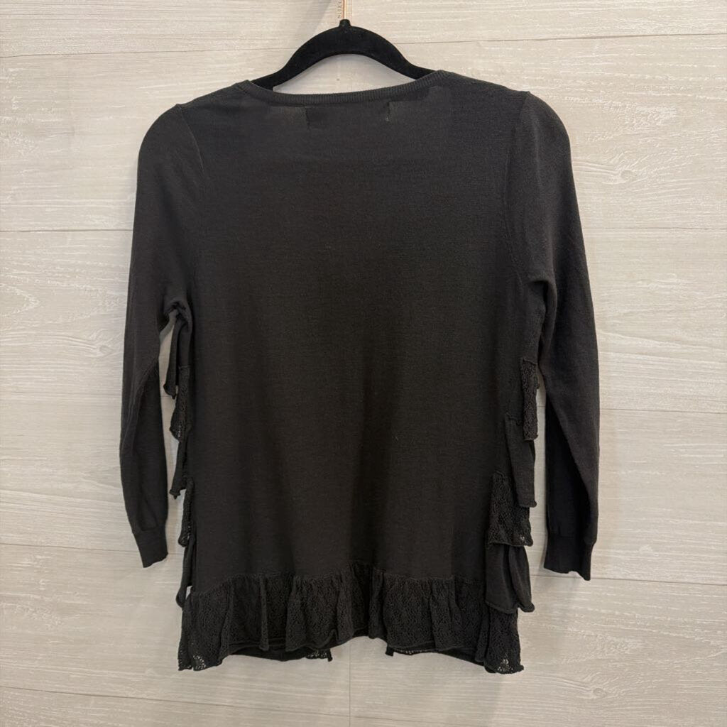 Sparrow Charcoal Ruffle Cardigan Small
