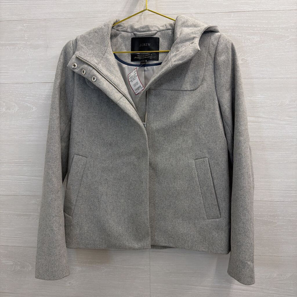 J. Crew Grey Hooded Jacket with Zip 2