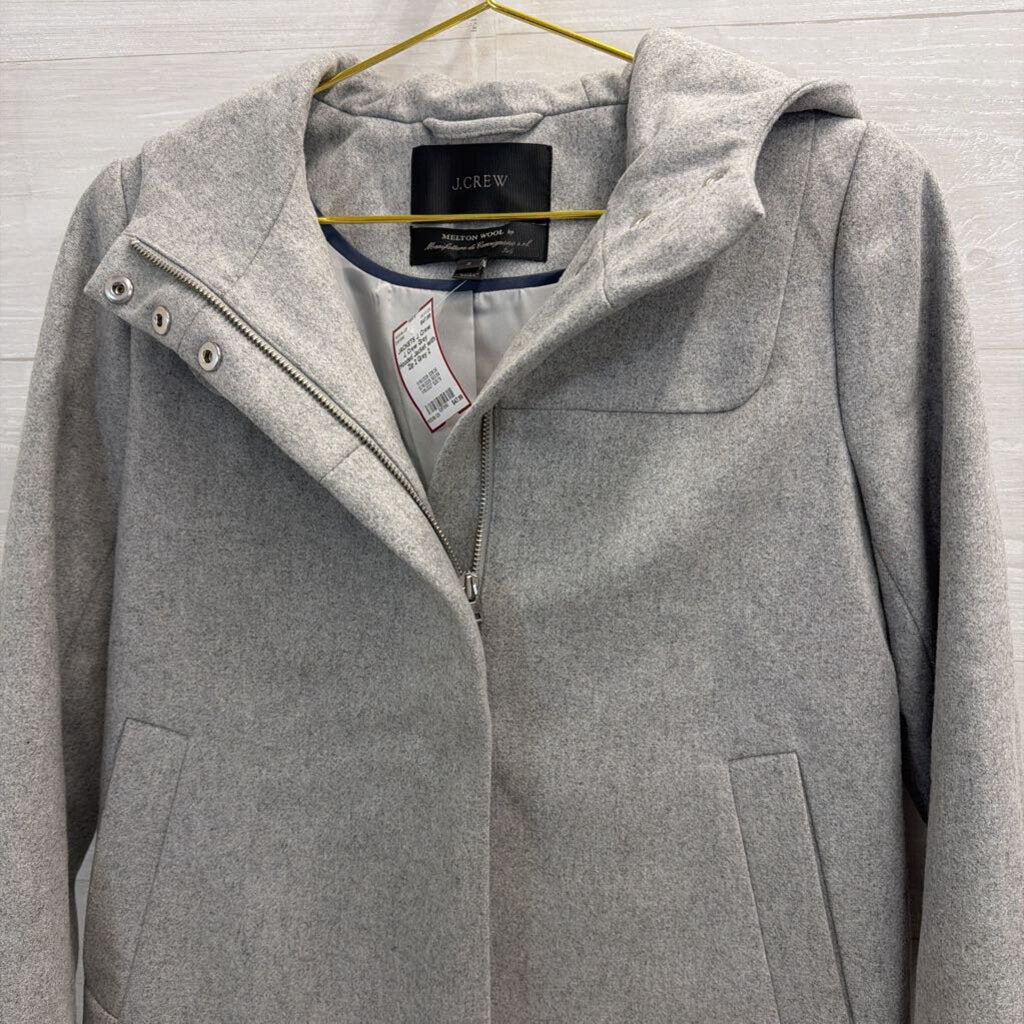 J. Crew Grey Hooded Jacket with Zip 2