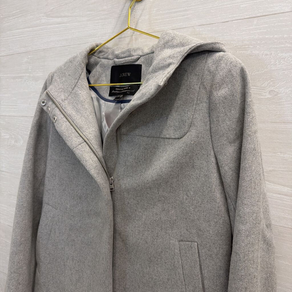 J. Crew Grey Hooded Jacket with Zip 2