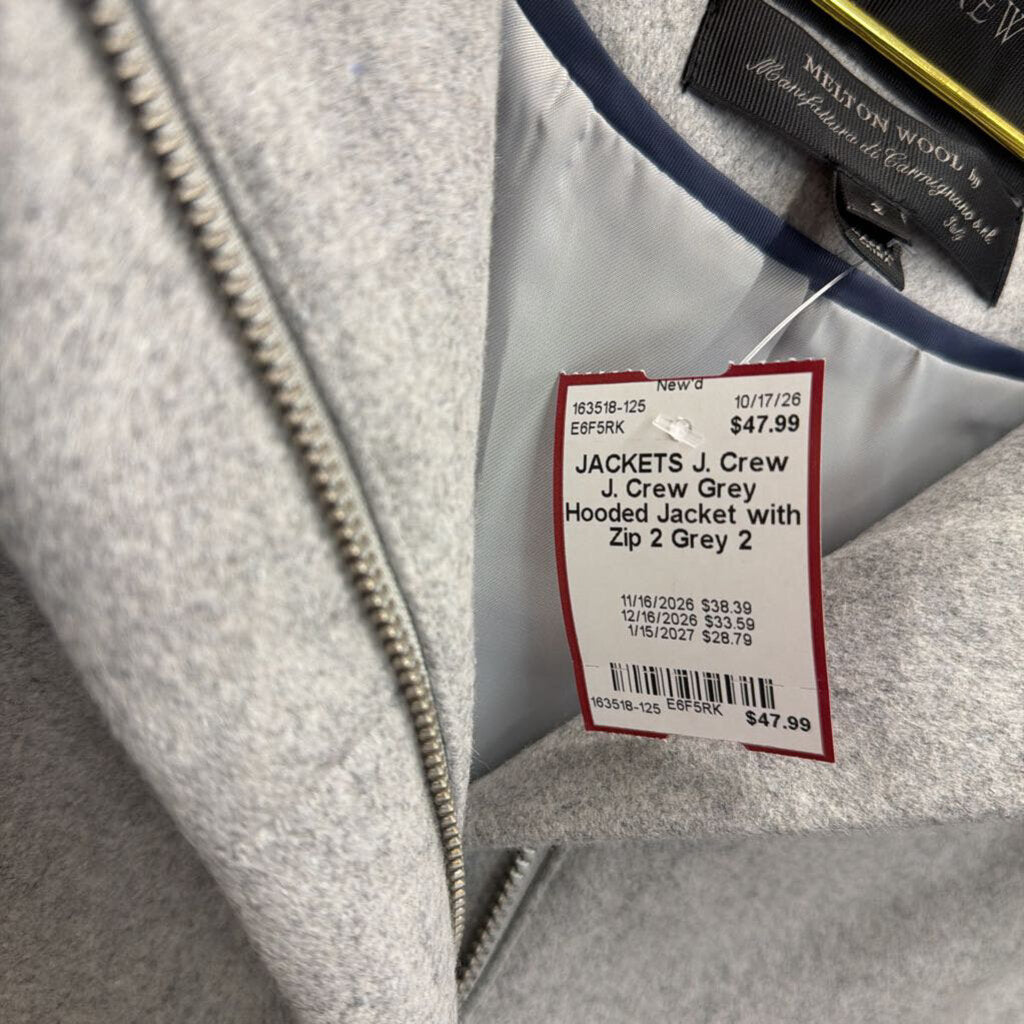 J. Crew Grey Hooded Jacket with Zip 2