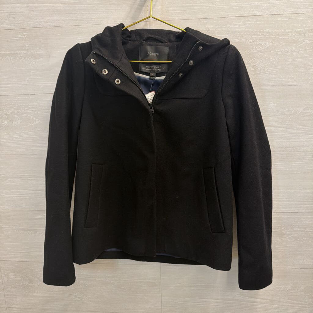 J. Crew Black Hooded Jacket with Zip 2
