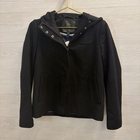 J. Crew Black Hooded Jacket with Zip 2