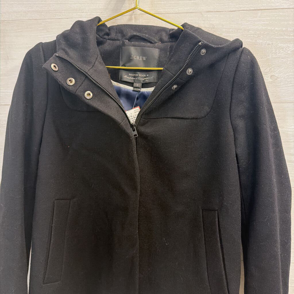J. Crew Black Hooded Jacket with Zip 2