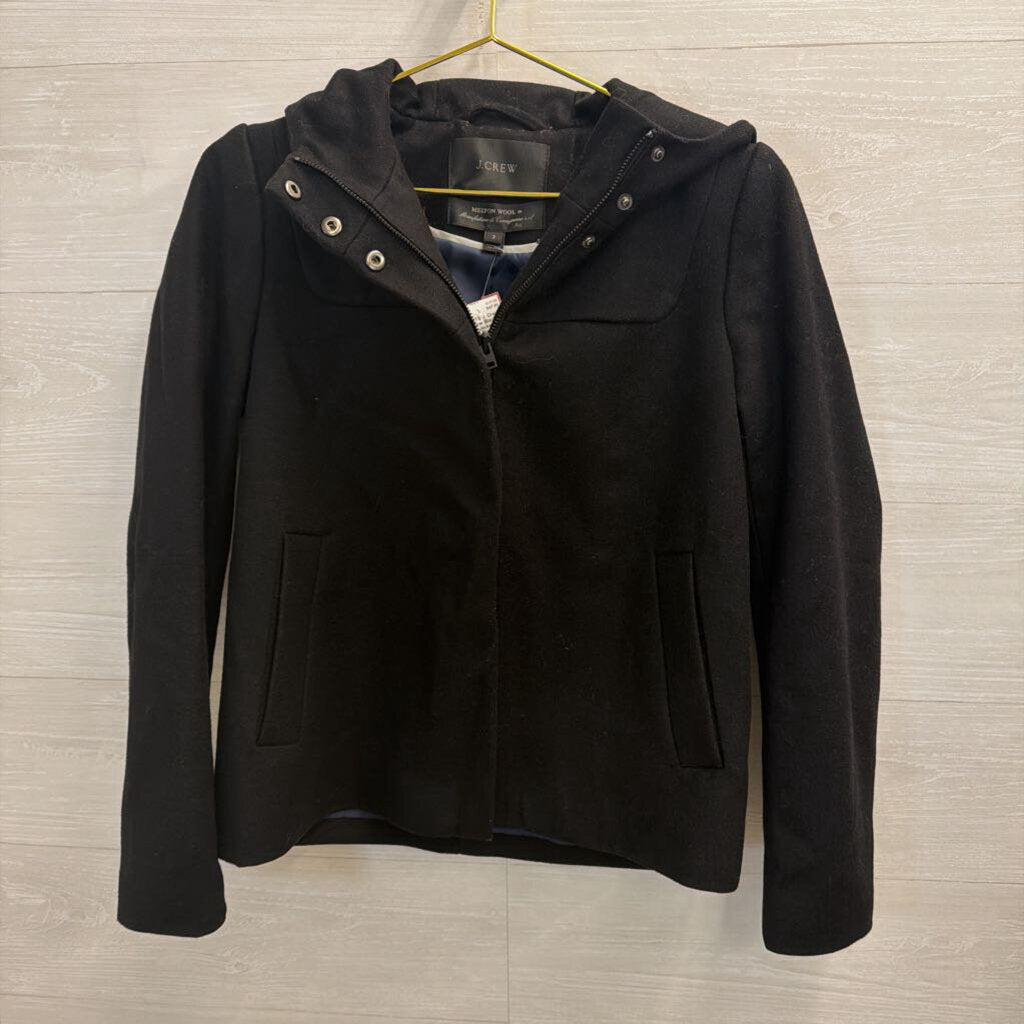 J. Crew Black Hooded Jacket with Zip 2