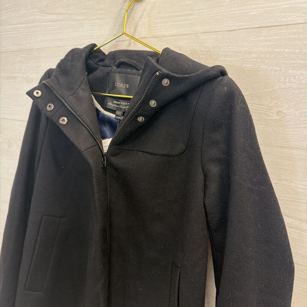J. Crew Black Hooded Jacket with Zip 2
