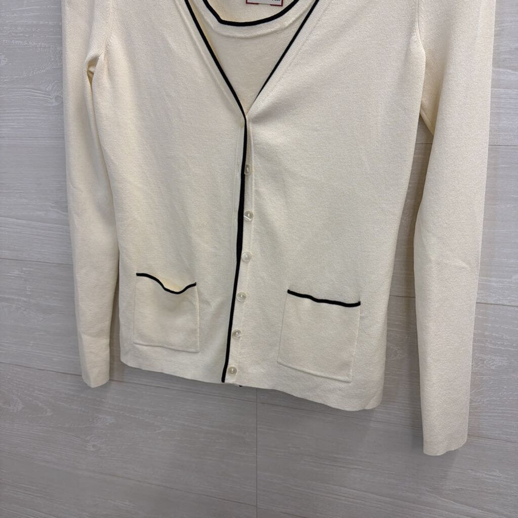Cream/Black Cardigan/Tank Set Small