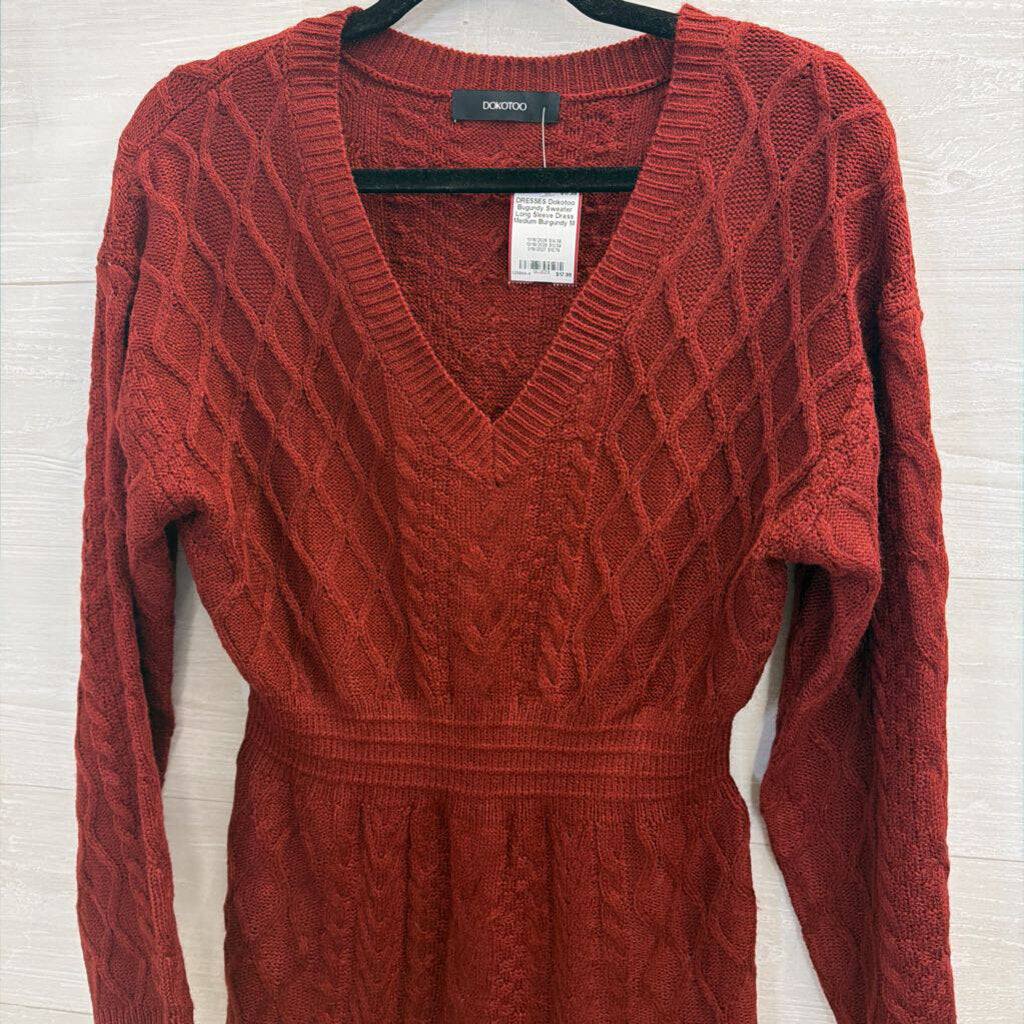Bugundy Sweater Long Sleeve Dress Medium