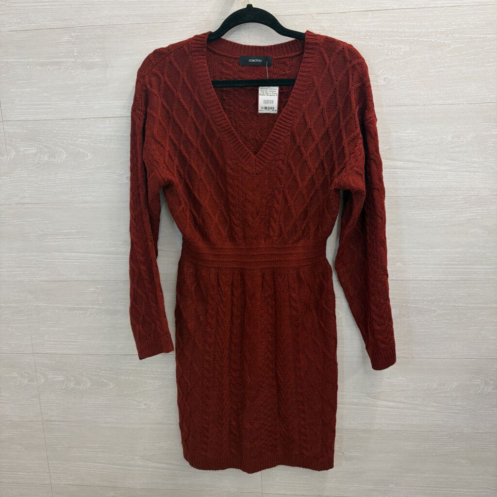 Bugundy Sweater Long Sleeve Dress Medium