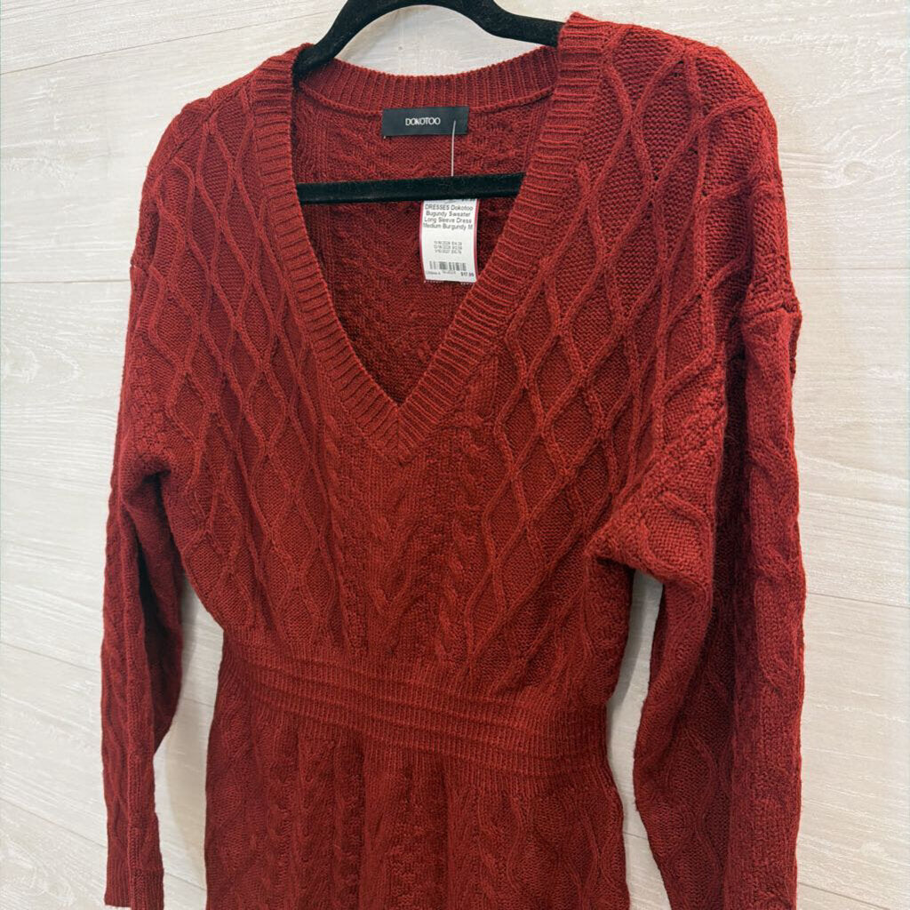 Bugundy Sweater Long Sleeve Dress Medium