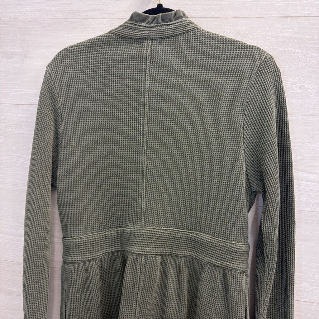Tough LUV Sage Lace-Trim Waffle Knit Cardigan Medium