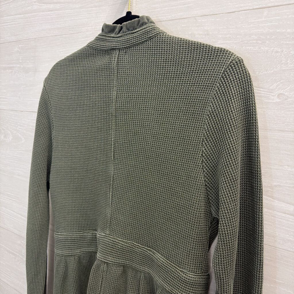 Tough LUV Sage Lace-Trim Waffle Knit Cardigan Medium