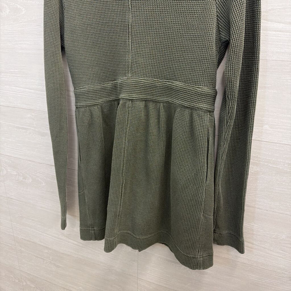 Tough LUV Sage Lace-Trim Waffle Knit Cardigan Medium
