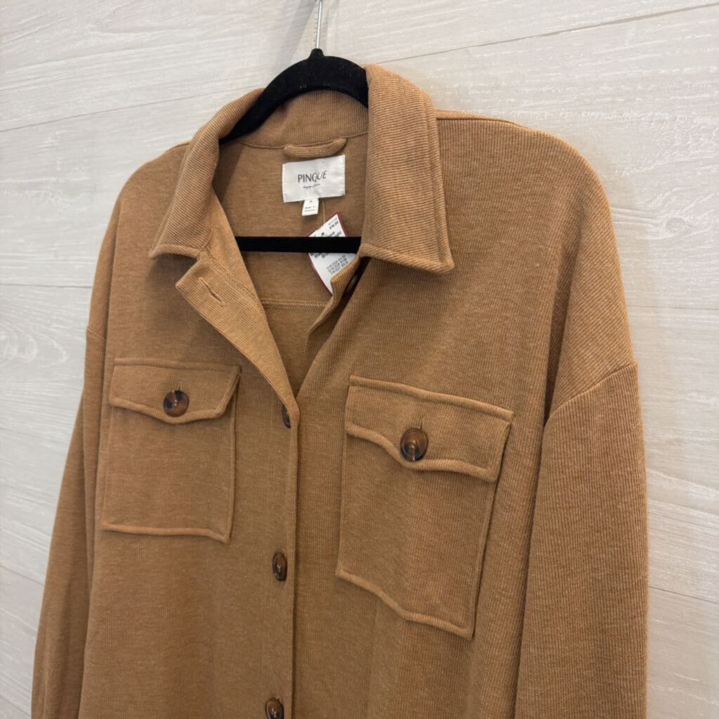 Brown Lightweight Shacket Medium