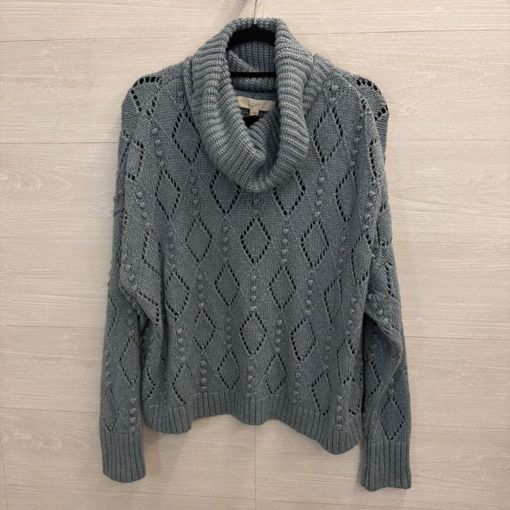 Blue Cowl Neck Sweater Large