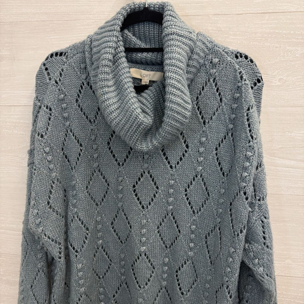 Blue Cowl Neck Sweater Large