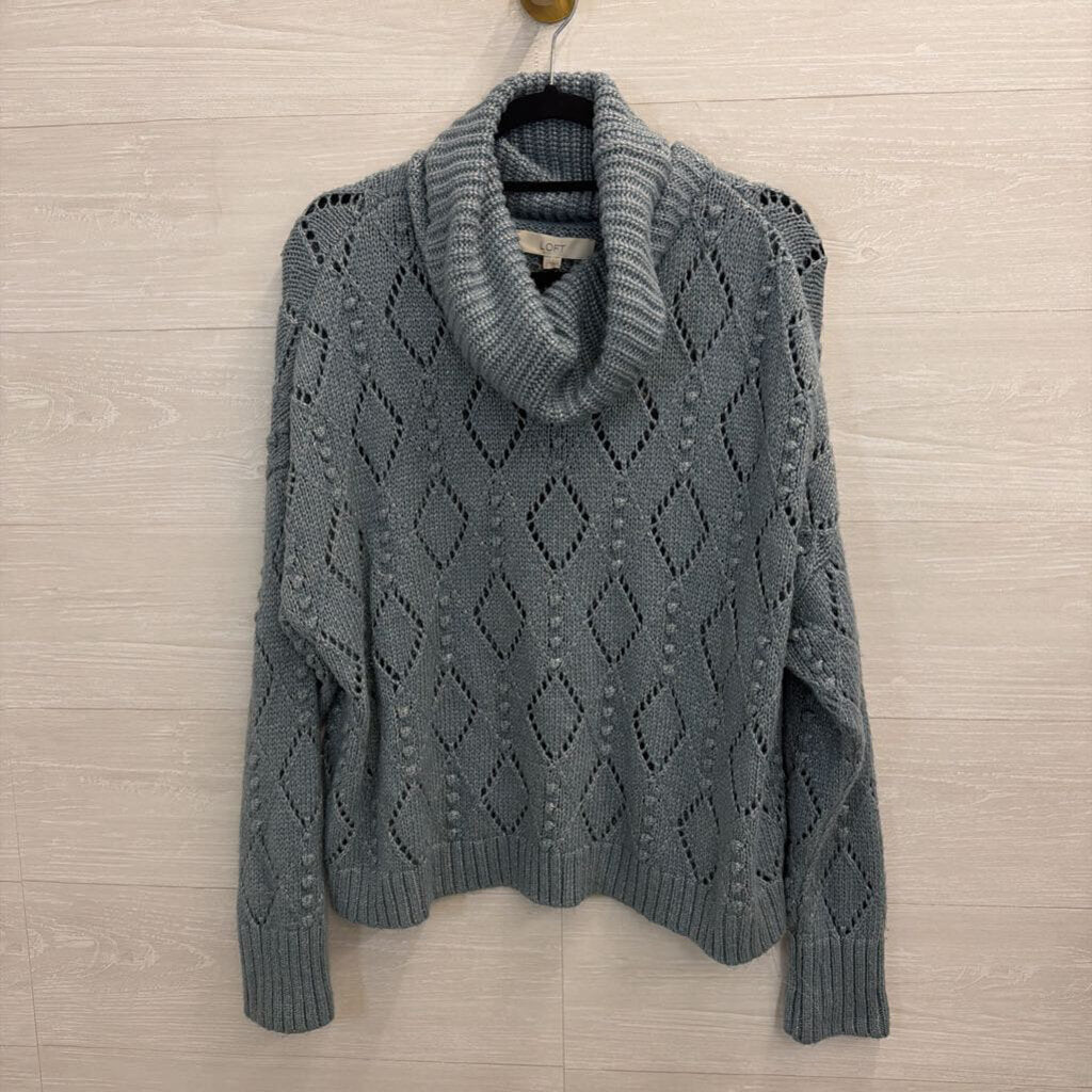 Blue Cowl Neck Sweater Large