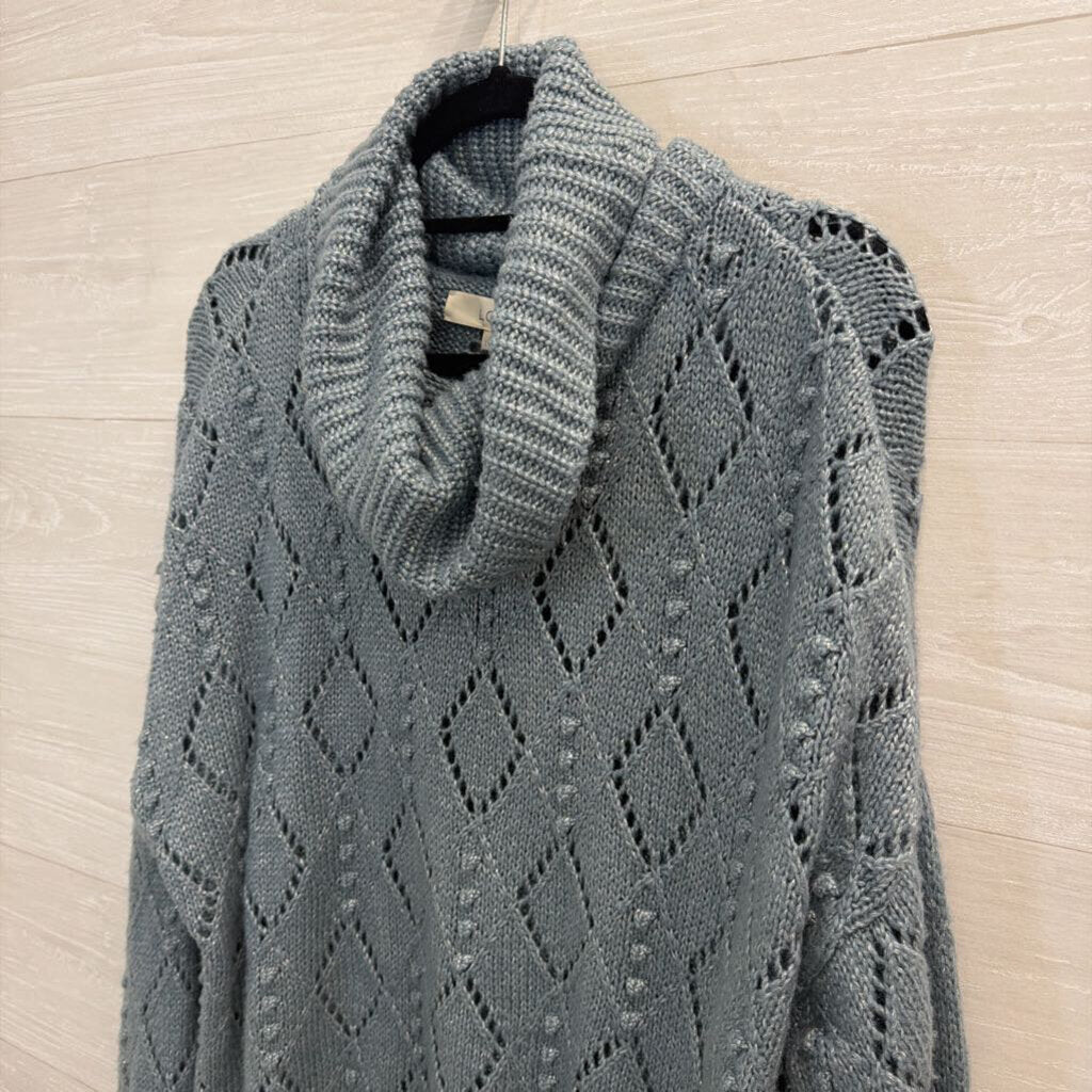 Blue Cowl Neck Sweater Large
