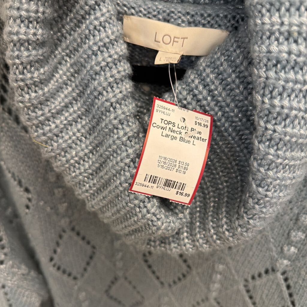 Blue Cowl Neck Sweater Large