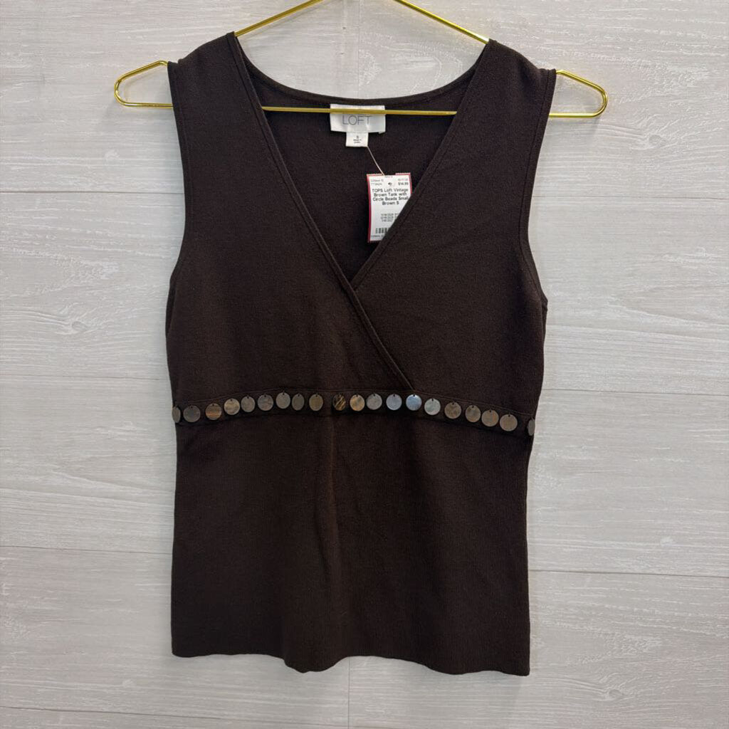 Vintage Brown Tank with Circle Beads Small