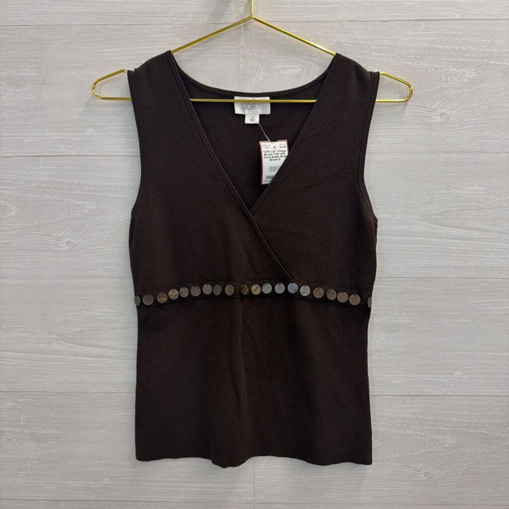 Vintage Brown Tank with Circle Beads Small