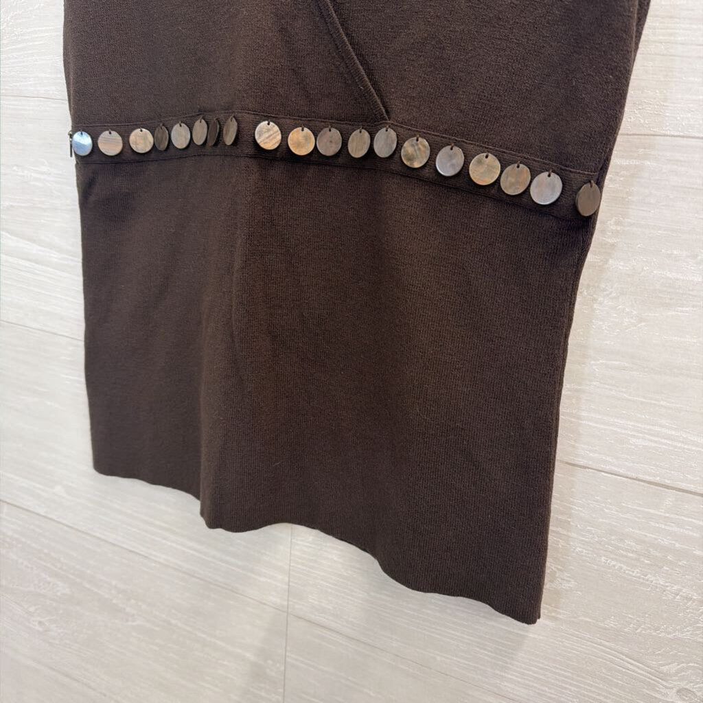 Vintage Brown Tank with Circle Beads Small