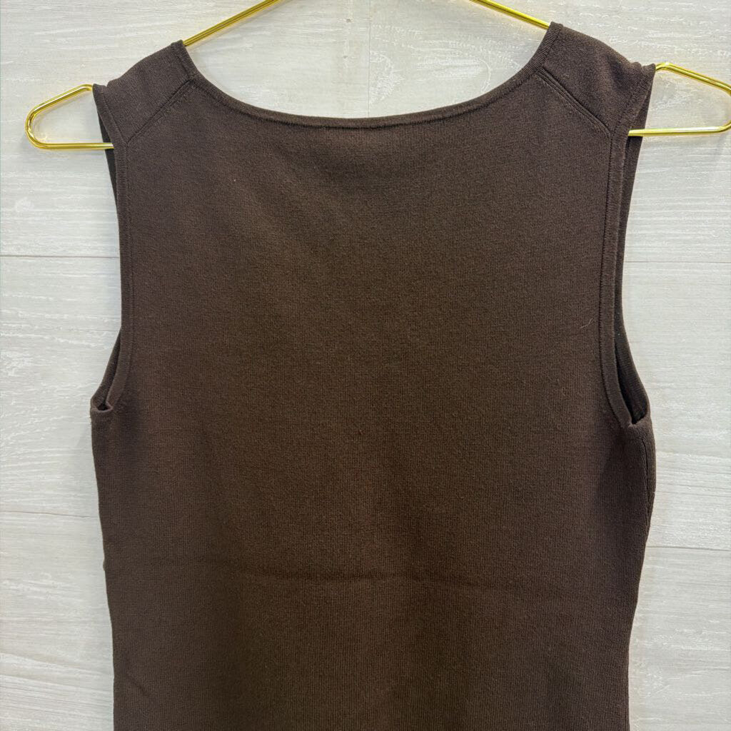 Vintage Brown Tank with Circle Beads Small