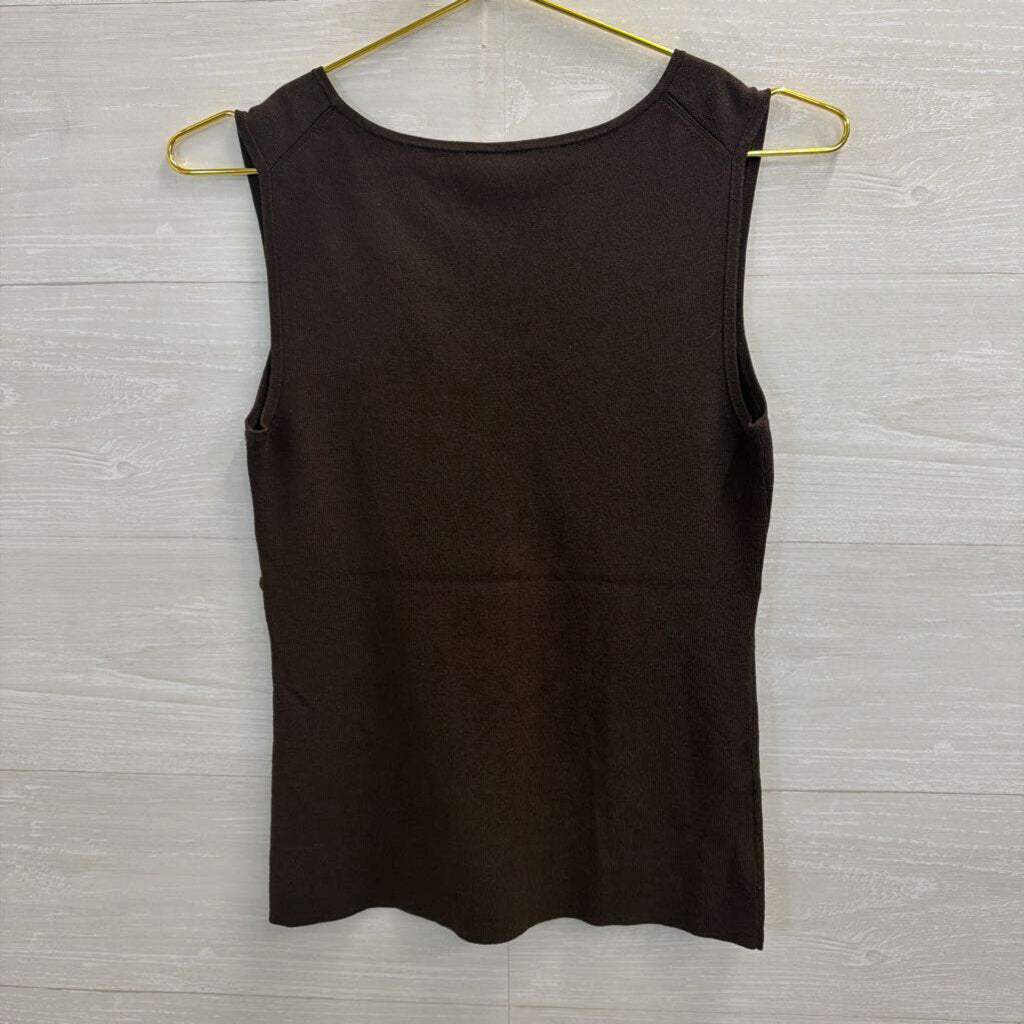 Vintage Brown Tank with Circle Beads Small