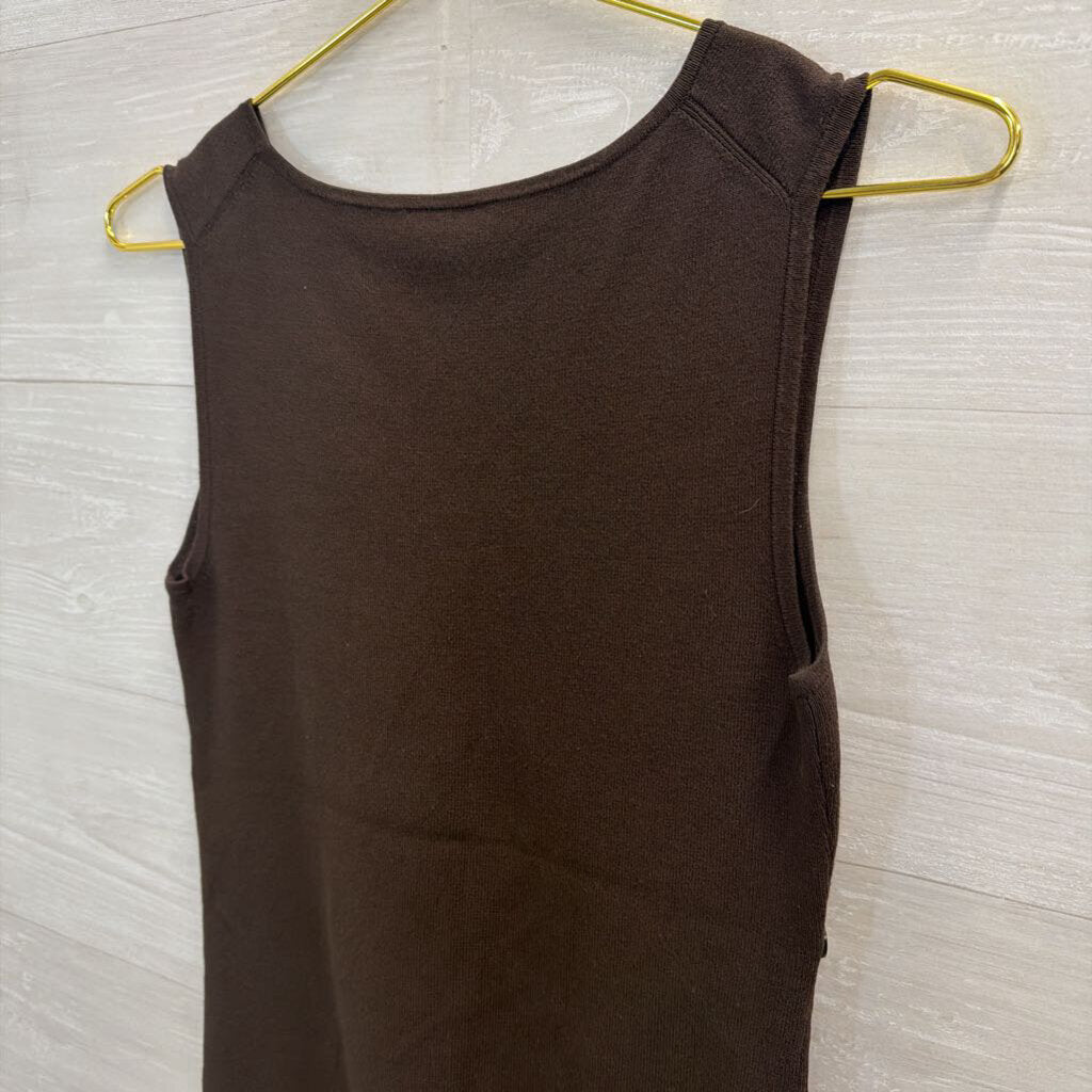 Vintage Brown Tank with Circle Beads Small