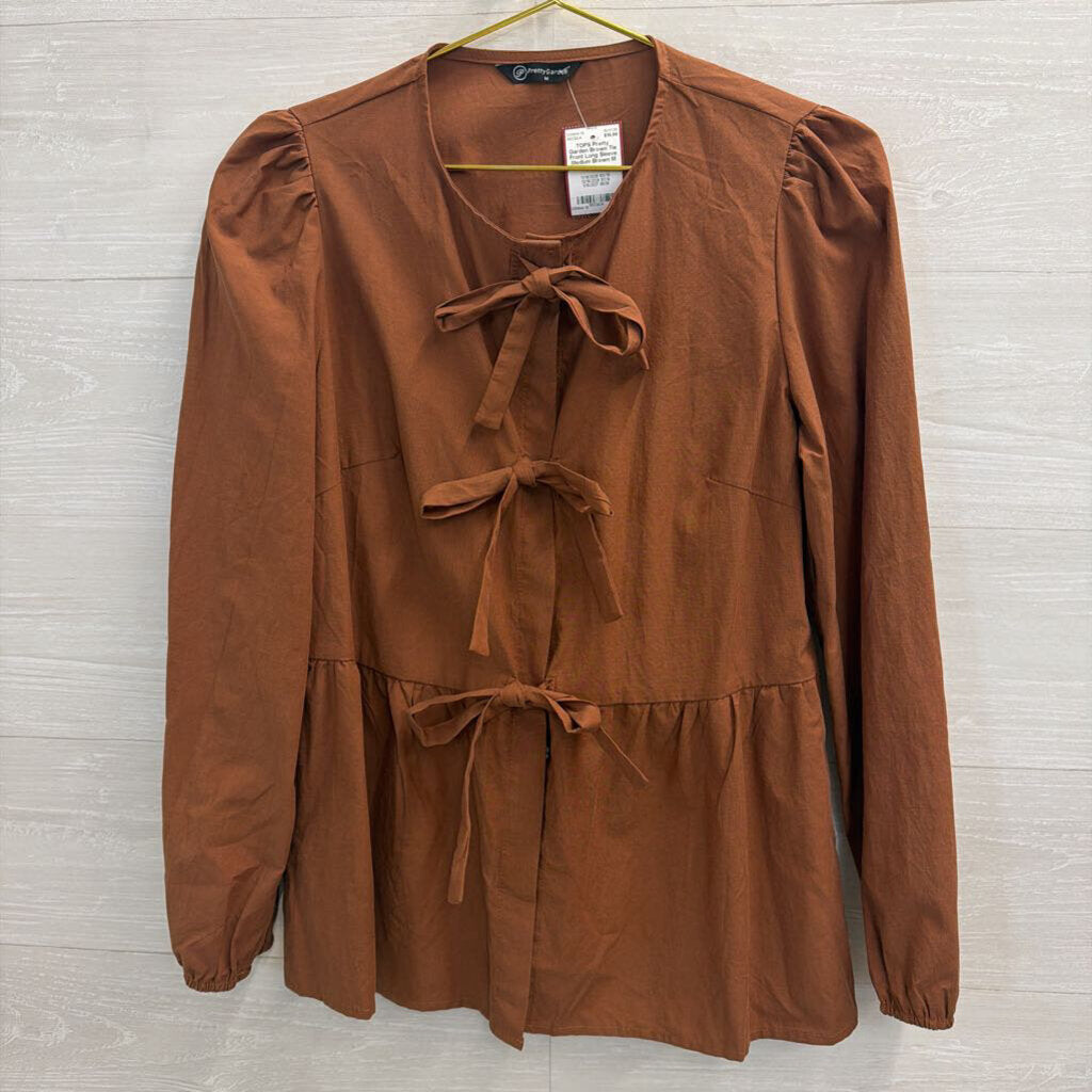 Brown Tie Front Long Sleeve Medium