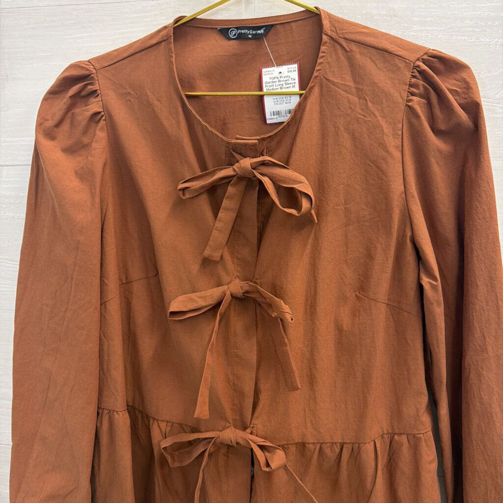Brown Tie Front Long Sleeve Medium