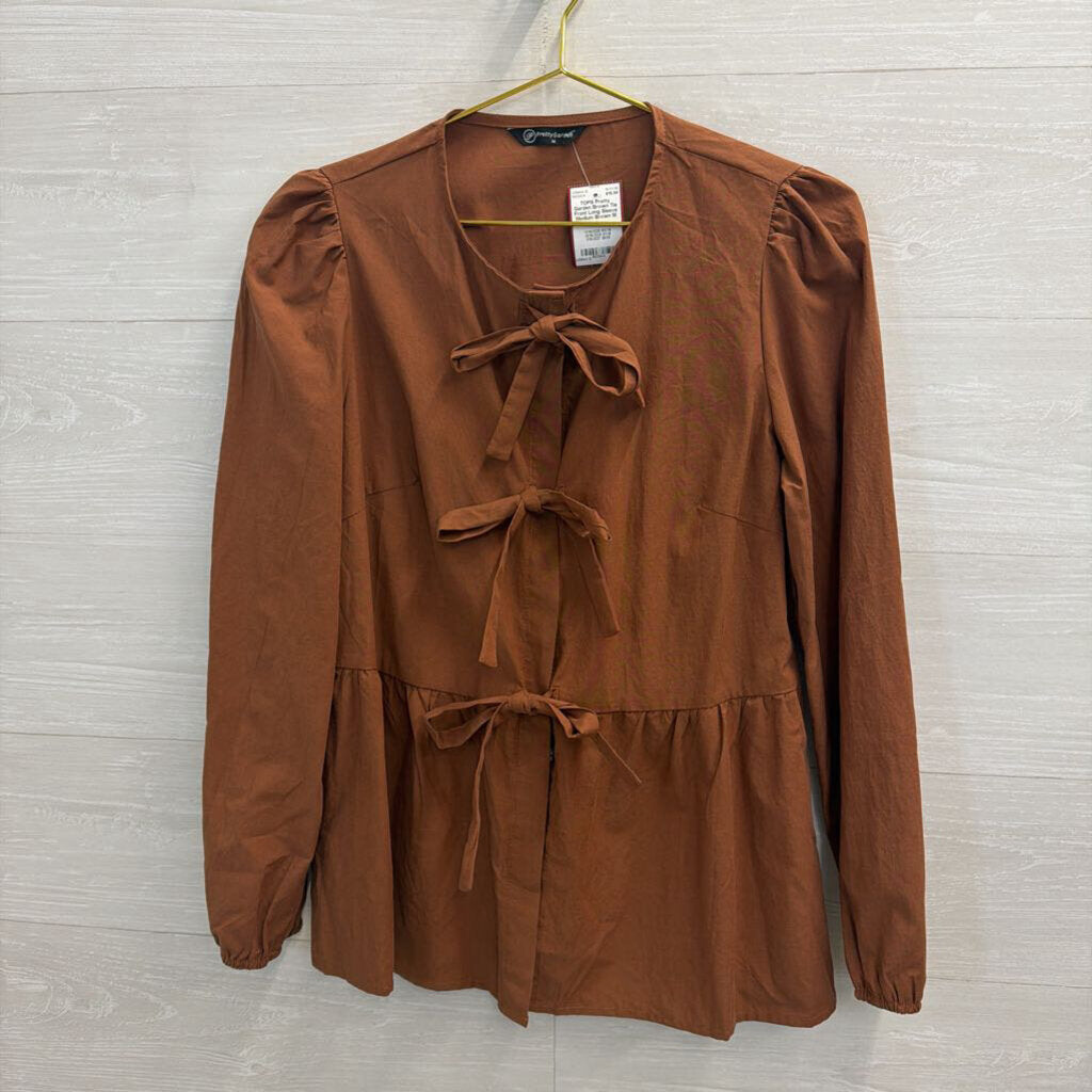 Brown Tie Front Long Sleeve Medium