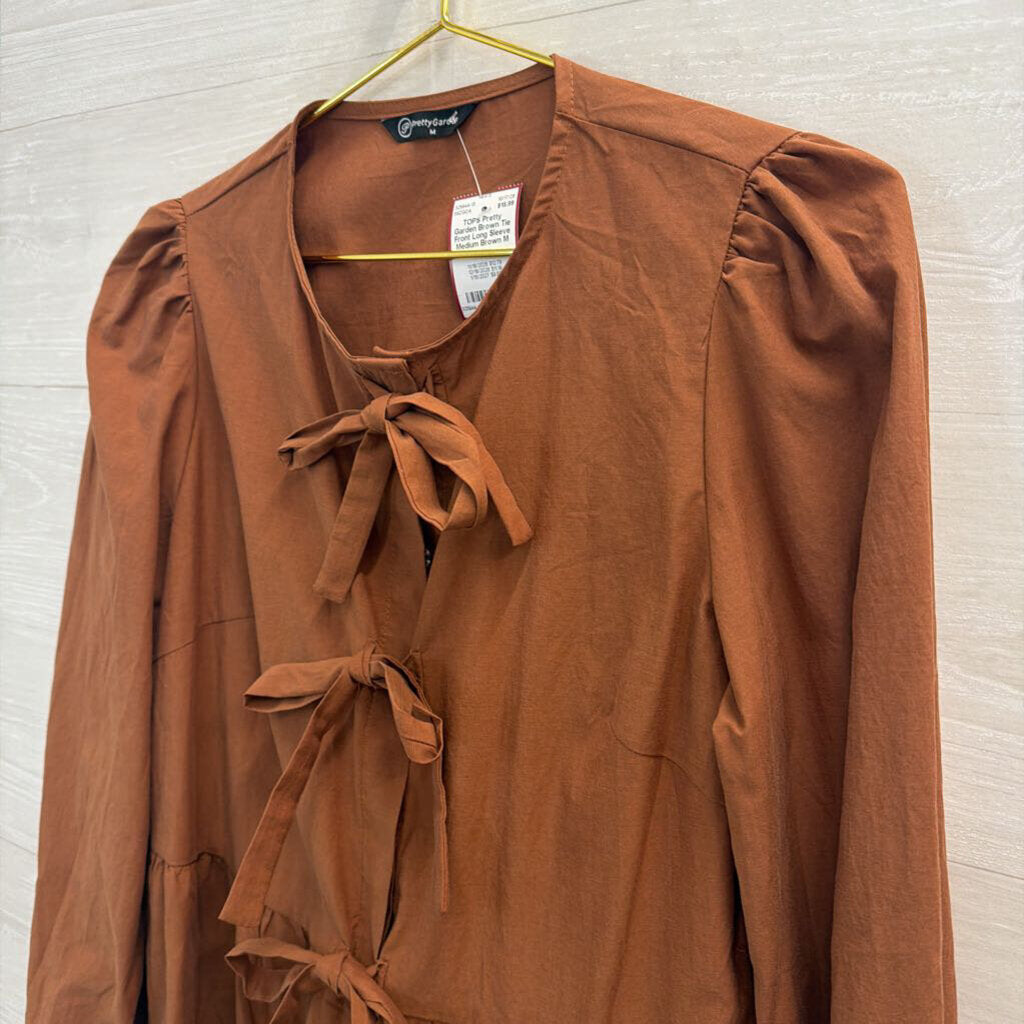 Brown Tie Front Long Sleeve Medium