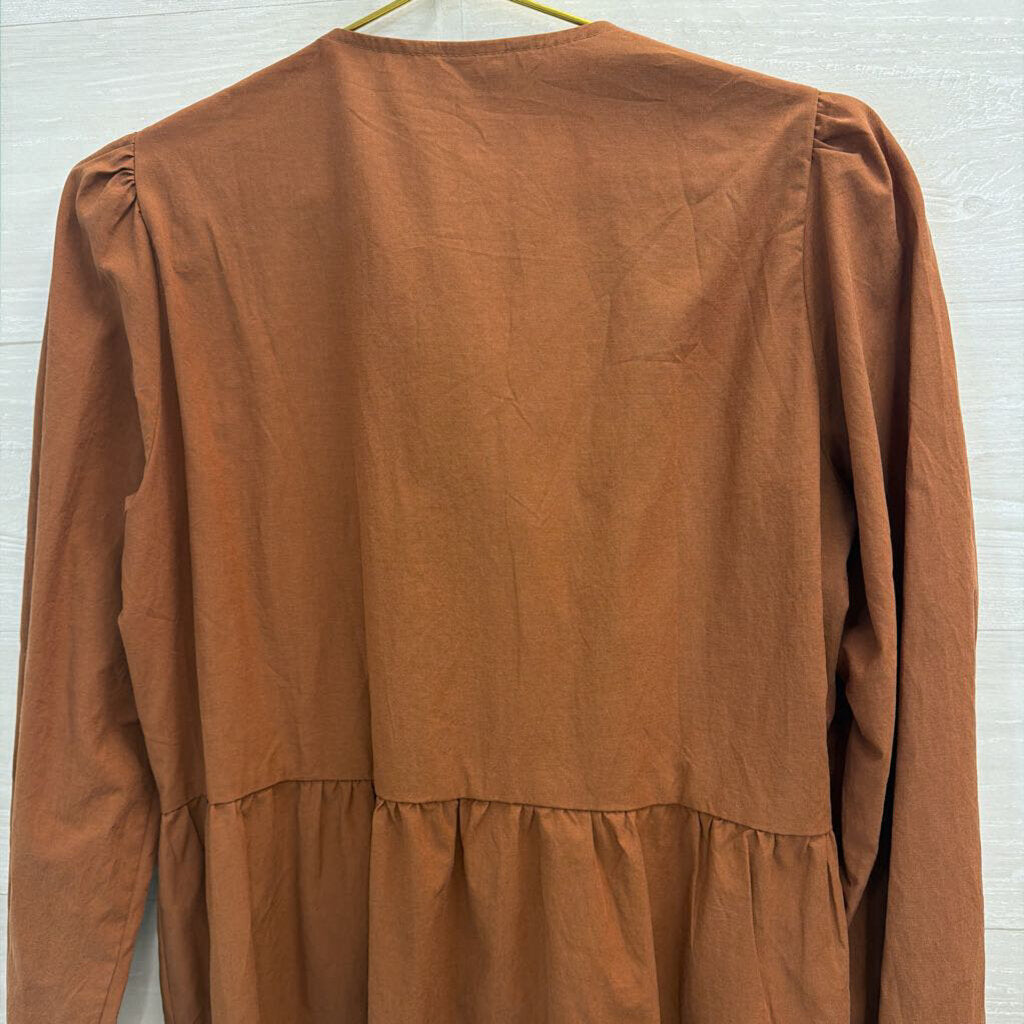 Brown Tie Front Long Sleeve Medium