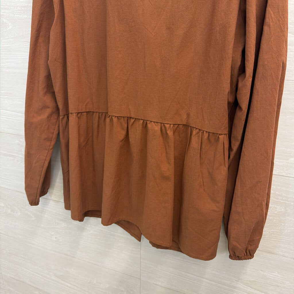 Brown Tie Front Long Sleeve Medium