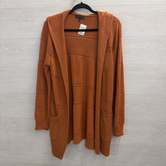 Burnt Orange Long Duster Sweater with Hood Medium