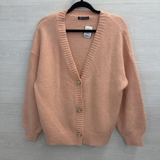 Pink Fuzzy Cardigan with Heart Buttons Small