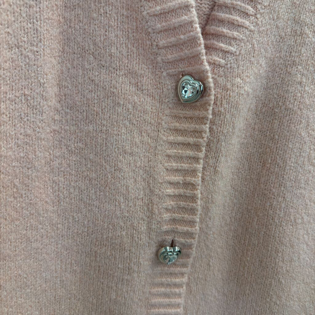 Pink Fuzzy Cardigan with Heart Buttons Small